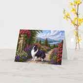 Renaissance Shetland Sheepdog Blank Kaart (Gele Bloem)