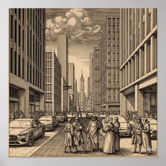 Renaissance stadstekeningen poster (Voorkant)