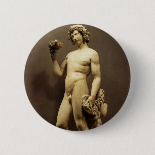renaissance status Bacchus door Michelangelo Ronde Button 5,7 Cm