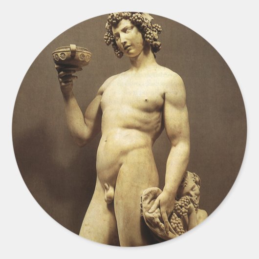 renaissance status Bacchus door Michelangelo Ronde Sticker (Voorkant)