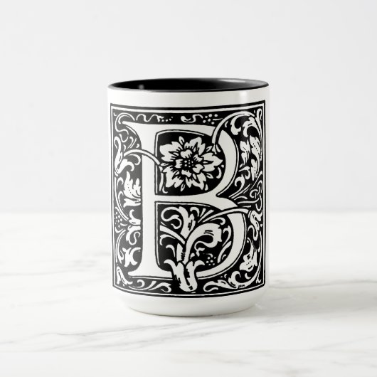 Renaissance stijl alfabet letter B op Mok (Midden)