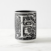 Renaissance stijl alfabet letter f op Mok (Midden)