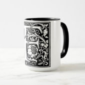 Renaissance stijl alfabet letter f op Mok (Voorkant rechts)