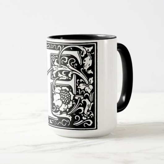 Renaissance stijl alfabet letter f op Mok (Voorkant rechts)