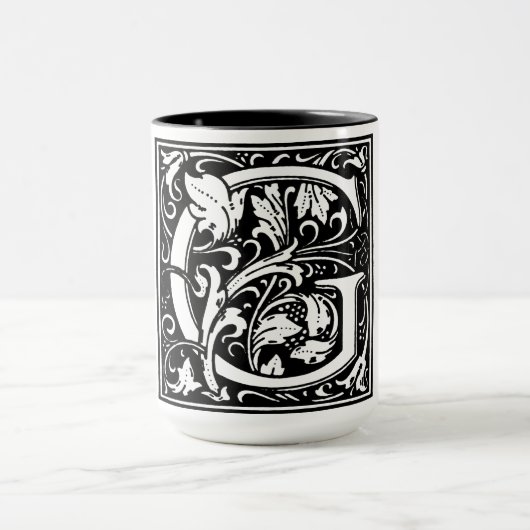Renaissance stijl alfabet letter g op Mok (Midden)