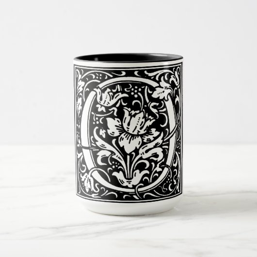 Renaissance stijl alfabet letter O op Mok (Midden)
