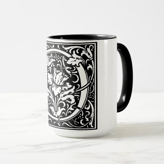 Renaissance stijl alfabet letter O op Mok (Voorkant rechts)