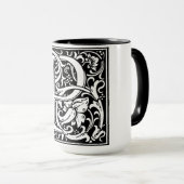 Renaissance stijl alfabet letter P op Mok (Voorkant rechts)