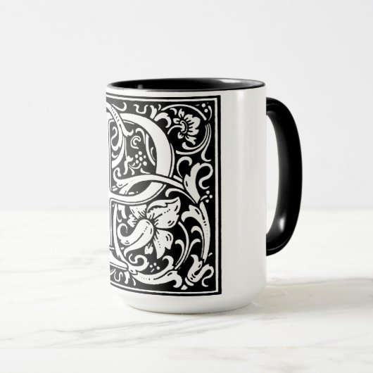 Renaissance stijl alfabet letter P op Mok (Voorkant rechts)