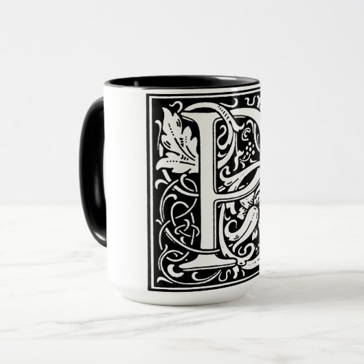 Renaissance stijl alfabet letter P op Mok (Voorkant links)