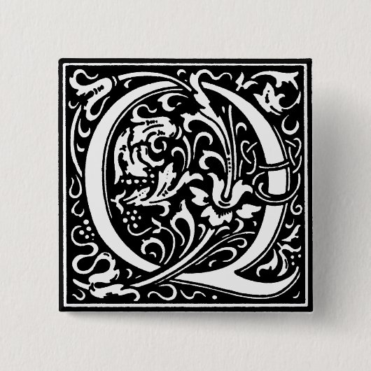 Renaissance stijl alfabet letter Q - Speldje (Voorkant)