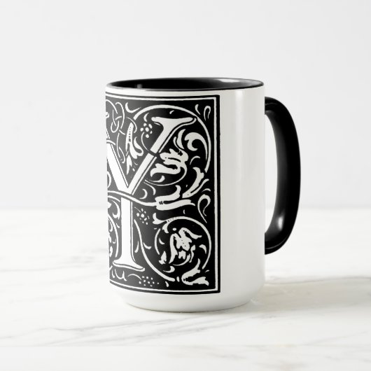 Renaissance stijl alfabet letter Y op Mok (Voorkant rechts)
