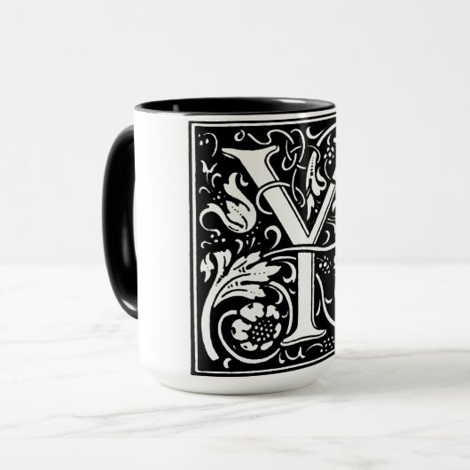 Renaissance stijl alfabet letter Y op Mok (Voorkant links)