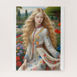 Renaissance stijl schilderij van een meisje legpuzzel