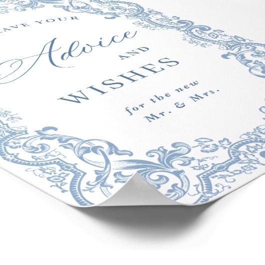 Renaissance  stoffig blauw advies & wensen poster (Hoek)