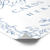 Renaissance  stoffig blauw bloemenrecept Kaarten Poster (Hoek)