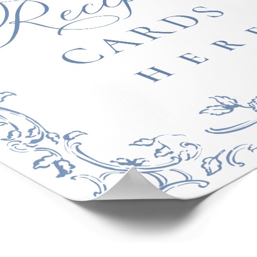 Renaissance  stoffig blauw bloemenrecept Kaarten Poster (Hoek)