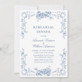 Renaissance  stoffig blauw repetitiediner kaart (Voorkant)