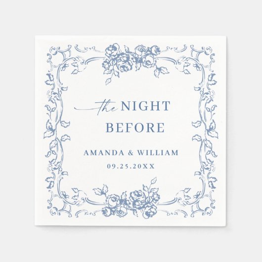 Renaissance  stoffig blauw repetitiediner servet (Voorkant)