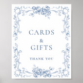 Renaissance  stoffige blauwe Kaarten en geschenken Poster (Voorkant)