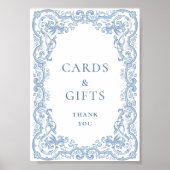 Renaissance  stoffige blauwe Kaarten en geschenken Poster (Voorkant)