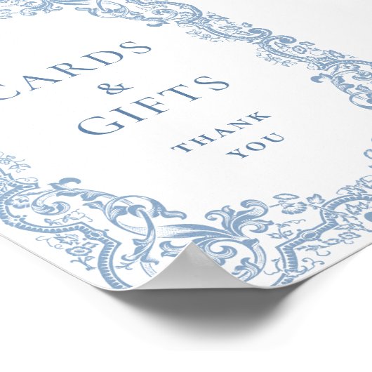 Renaissance  stoffige blauwe Kaarten en geschenken Poster (Hoek)