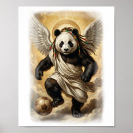 Renaissance Style Panda Player Soccer on a  Poster
