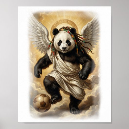 Renaissance Style Panda Player Soccer on a  Poster (Voorkant)
