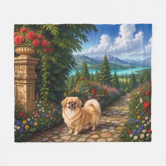 Renaissance Tibetaanse Spaniel Fleece Deken (Voorkant (Horizontaal))