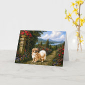 Renaissance Tibetaanse Spaniel Kaart (Gele Bloem)