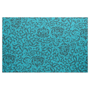 Renaissance Turqouise Floral Damask Stof