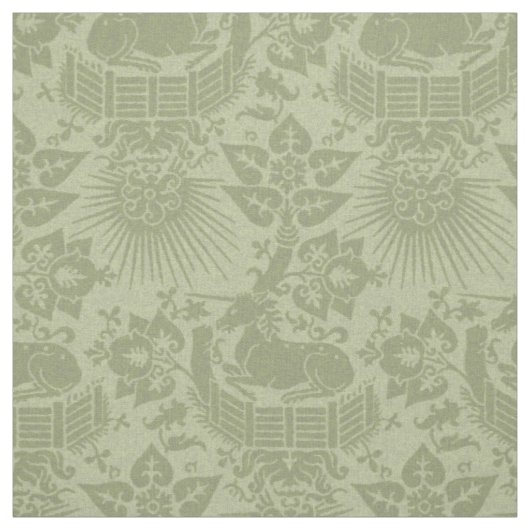 Renaissance Unicorn Garden, Spring Green Stof (Swatch)