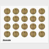 Renaissance Vitruvian Man 3D ronde Sticker afdicht (Vel)