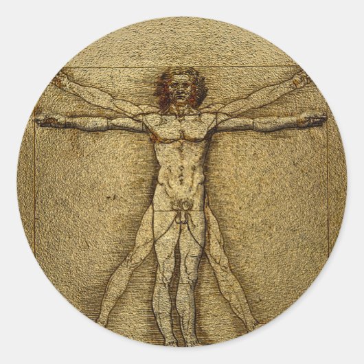 Renaissance Vitruvian Man 3D ronde Sticker afdicht (Voorkant)