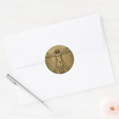 Renaissance Vitruvian Man 3D ronde Sticker afdicht (Envelop)