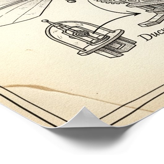 Renaissance vliegmachine tekening poster (Hoek)