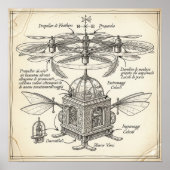 Renaissance vliegmachine tekening poster (Voorkant)