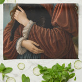 Renaissance-vrouw met een zwarte kat theedoek (Gevouwen)
