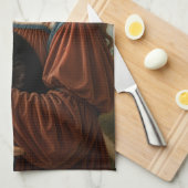 Renaissance-vrouw met een zwarte kat theedoek (Quarter Fold)