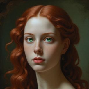 Renaissance vrouw met heldere groene ogen perfect poster