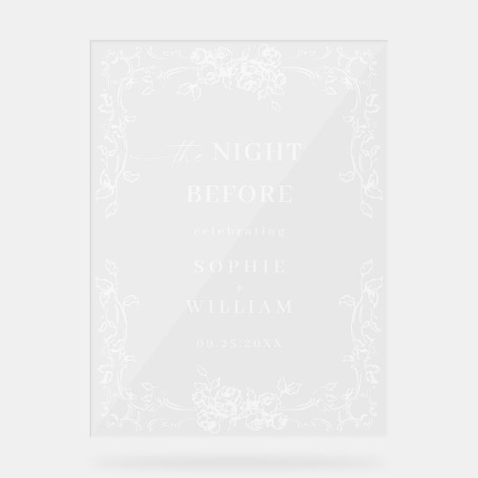 Renaissance Weelderige Bloem Oefen Diner Welkom Acryl Bord (Voorkant)