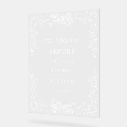 Renaissance Weelderige Bloem Oefen Diner Welkom Acryl Bord (Hoek)