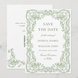 Renaissance Weelderige Bloemrijke Saliegroene Huwe Save The Date