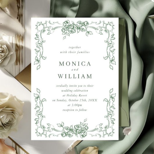 Renaissance Weelderige Bloemrijke Saliegroene Trou Kaart