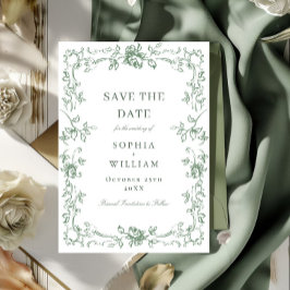 Renaissance Weelderige Bloemrijke Saliegroene Trou Save The Date