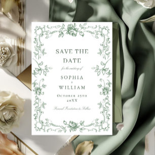 Renaissance Weelderige Bloemrijke Saliegroene Trou Save The Date