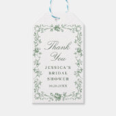 Renaissance Weelderige Saliegroen Bloem Bruiloftsf Cadeaulabel (Voorkant)