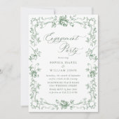 Renaissance Weelderige Saliegroen VERLOVINGSPARTY Kaart (Voorkant)