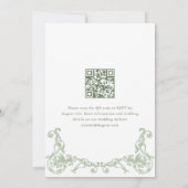 Renaissance Weelderige Saliegroene Trouw QR-code Kaart (Achterkant)