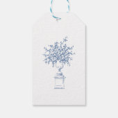 Renaissance Weelderige Stofblauw Bloemig Bruilofts Cadeaulabel (Achterkant)